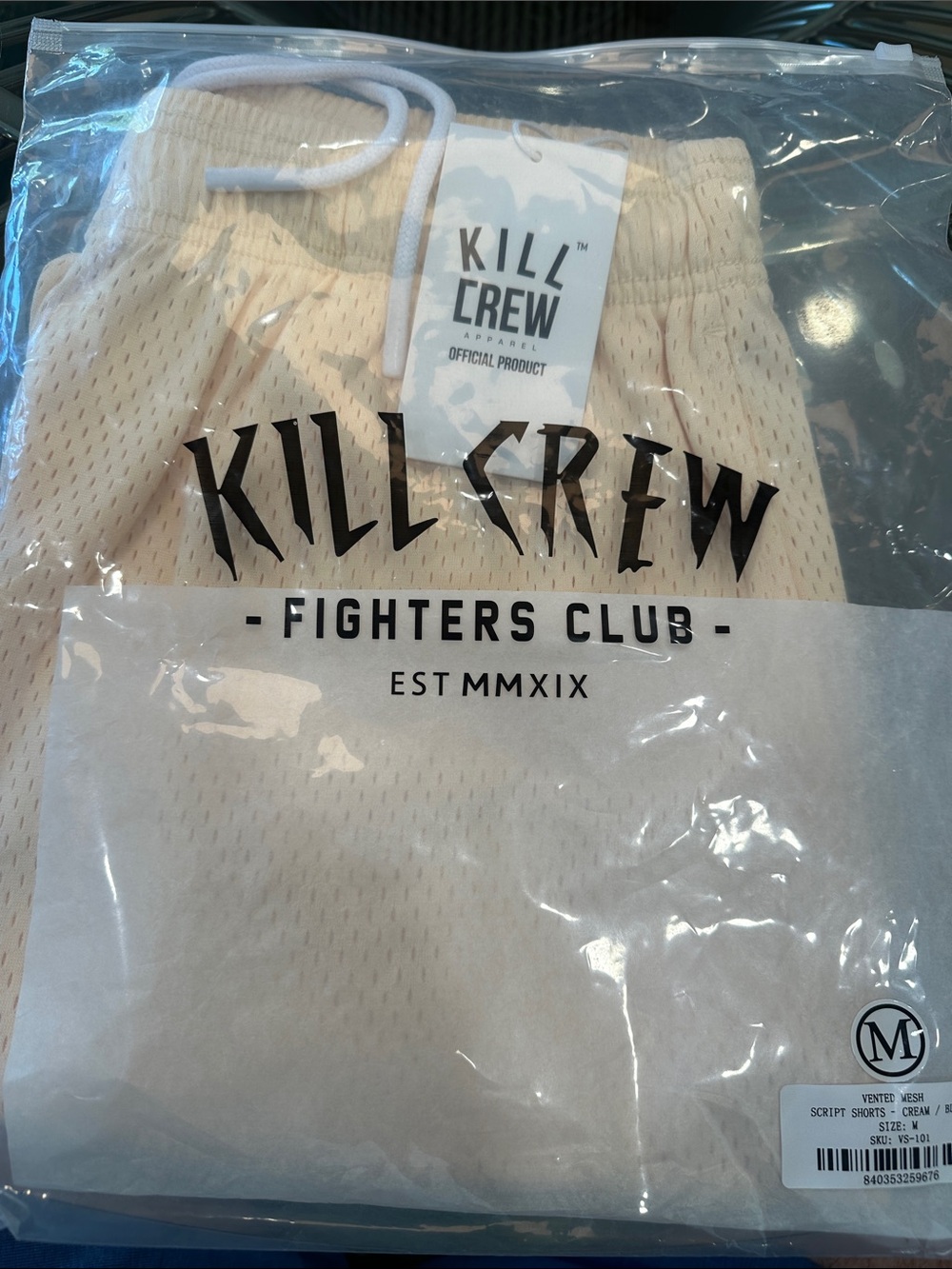 NWT Kill Crew Men's Cream Script Shorts